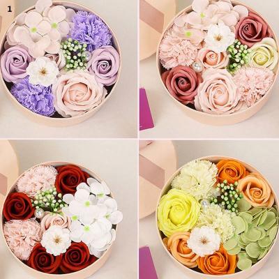 China Bath Flower 50pcs Gift Box Rose Soap Flowers 5cm Artificial Head Foam Soap Roses In Box Normal Size for sale