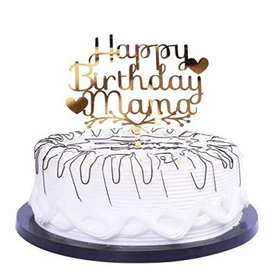 China Gold Acrylic Stunning Mirror Cake Topper Mum Happy Birthday Birthday for sale