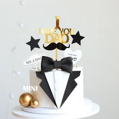 China Acrylic I Love You Dad Birthday Fathers Day Cake Topper For Cake Decorating Supplies for sale