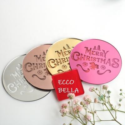 China Acrylic Merry Christmas Disc Cupcake Acrylic Topper For Cupcake Decoration for sale