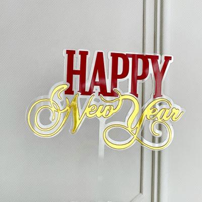 China New Arrival Acrylic Happy New Year 2022 Cake Topper For Cake Decoration for sale