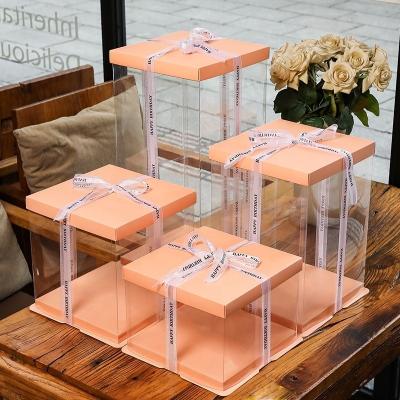 China PET Disposable Wedding Paper Card 4 to12 Inch Clear Gift Cake Box for sale