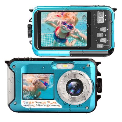 China Cheap Camera Underwater digital camera, 3M waterproof, 2.7-inch and 1.8-inch dual display, portable fool camera video 2.7K photo 48MP-blue for sale