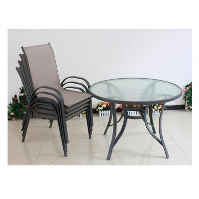 China 2021 Promotional Price 5pcs Patio Furniture Cheap Outdoor Steel Clamp Furniture Contemporary Outdoor Garden Chairs for sale