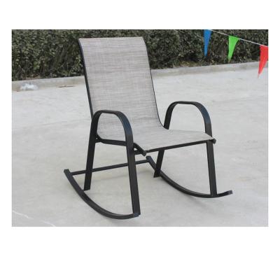 China Modern Mesh Sling Leisure Chair Beige Black Steel Outdoor Rocking Chair for sale