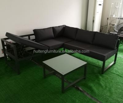 China Contemporary Garden Furniture Aluminum Frame Adjustable Leisure Sofa Set And Coffee Table for sale