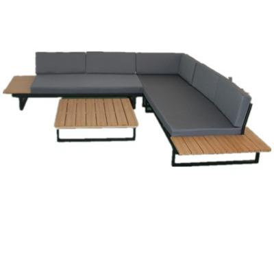 China Outdoor furniture hot salemetal weather plastic wood sofa set with cushion outdoor garden furniture for sale