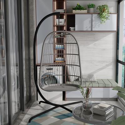 China Modern Wholesale High Quality Modern Swing Chair Rattan Hanging Chair With Metal Stand Patio Swings for sale