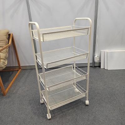 China Modern Design 4 Tiers Kitchen Storage Shelf Mobile Stocked Storage Rack With Wheels for sale