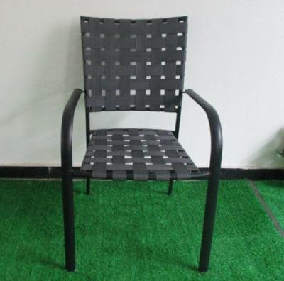 China Contemporary Outdoor 3PCS Garden Furniture Set Webbing Chair With Black Coffee Table Steel Stacking for sale