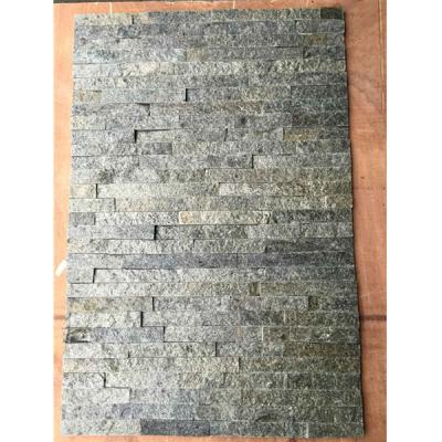 China Modern natural split face quartz interior wall stone cladding green ledgestone flat screen for sale