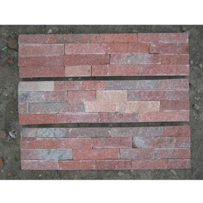 China Modern Natural Red Quartzite Cladding Stone Flat Split Face Ledgestone Panel Interior for sale