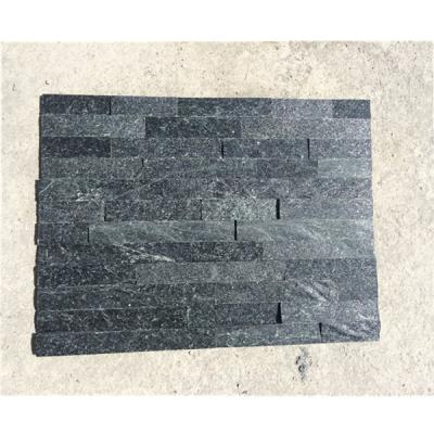 China Traditional modern style natural black quartz ledge stone culture veneer stone wall cladding interior for sale