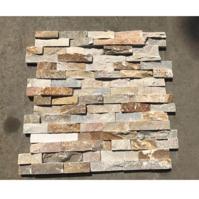 China Modern natural outdoor yellow slate stacked stone tiles veneer wall stone cladding ledgestone panel for sale