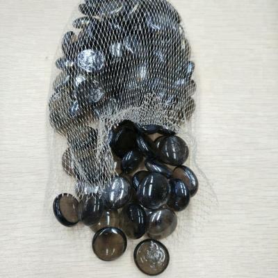 China Wholesale Modern Transparent Synthetic Glass Pebble Round Loose Flat Fire Glass Beads for sale