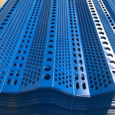 China Customized Three Peak Power Coated Wind Barrier Windbreaker Fencing Perforated Sheet Windbreak Barrier Panels For Iron Oree Dust Control for sale