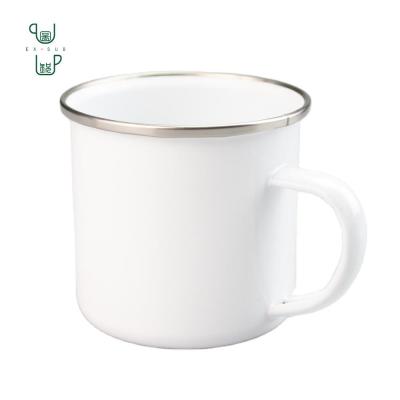 China Can Be Customized Sublimation Enamel Mug With Private Stainless Steel Rim Custom for sale