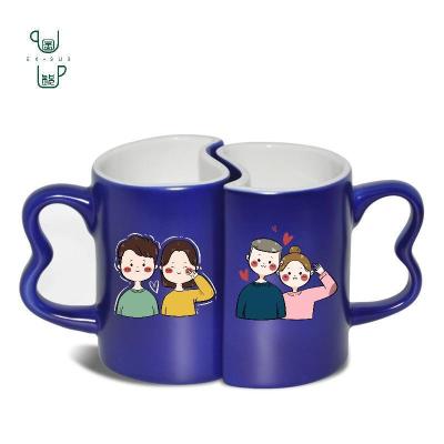 China Can Be Customized Black Ssublimation Magic Mug Cups Lovers ersonalized Hearts for sale