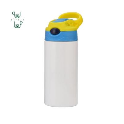 China Disposable Double Insulated Stainless Steel Kids Sublimation Sippy Water Bottle Blue for sale