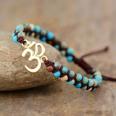 China FASHIONABLE Simple Style Bracelet Jasper Amazonite Beaded Bracelet Leather Imperial Wrap Couple Bracelets for sale