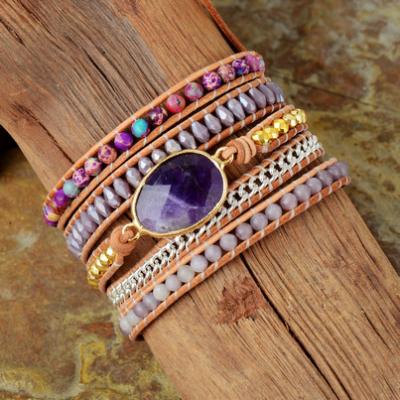 China FASHIONABLE Unique Exquisite Elegant Amethyst Jasper Crystal Bangle Jewelry Charm Bracelets for sale