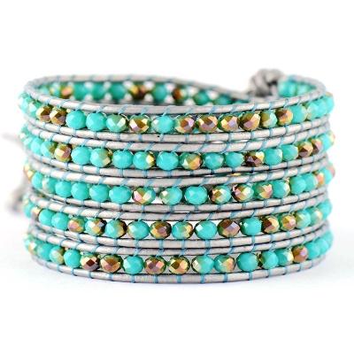 China Romantic Healing Wrap Bracelet Beaded Leather Wrap Bracelet For Women for sale