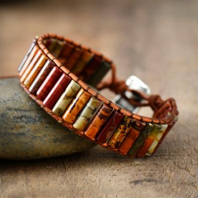 China FASHIONABLE Fashional Bohemian Handmade Colored Stone Bracelet Popular Personalized Leather Non Leather Wrap Bracelet for sale