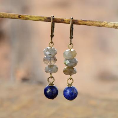 China BOHEMIA 2020 Fashion Stunning Labradorite Lazulite Bohemian Earrings For Women for sale