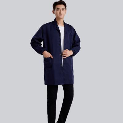 China Polyester Workwear Customizable Adult Lab Coat Blue Workshop Clothes Work Uniform Manufacturer Custom Clothing Long Sleeve Logo for sale