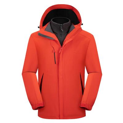 China 2021 Breathable Team Logo Outdoor Jacket Customized Printed Mountaineering Workwear Wear Three In One Windproof Waterproof Jacket for sale