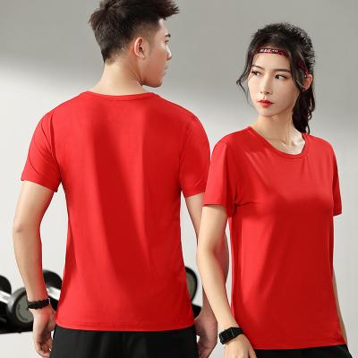 China Anti-Wrinkle Custom Logo Sublimation High Quality 100% Polyester T-shirt T-shirt Running Training Shirt For Unisex Promotion for sale