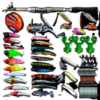 China 2022 New Carbon Telescopic Fishing Rod Combo and Reel Full Kit Fishing Reel Gear Pole Set 100M Fishing Line Lures Hooks Cast Head for sale