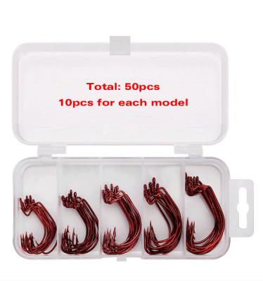 China New 50Pcs/Box Crank Wide High Carbon Steel Fishing Hook Carbon Steel Netting Hook 3/0#-2# Bass Barbed Carp Fishing Hook For Soft Worm Lure Set for sale