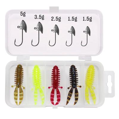 China 2022 New Hand Lap Hook Fishing Lure Kit Set Soft Bait Lead Head Hook Fishing Gear Set Saltwater Bait Larva Soft Worm for sale