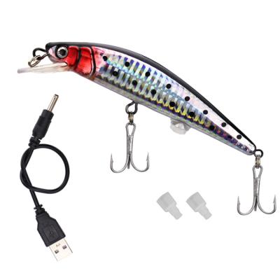 China 120mm Glow 19g Vibration Hard Plastic Robotic Minnow Bait Electronic Lure With Usb Charging for sale