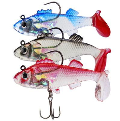 China 2022 New Lures Soft Lead Leader Fish Lures 15g/8cm 8g/6cm Bass Fishing Lure Triple T Hook T Tail Sea Fishing Tackle WH0076 for sale