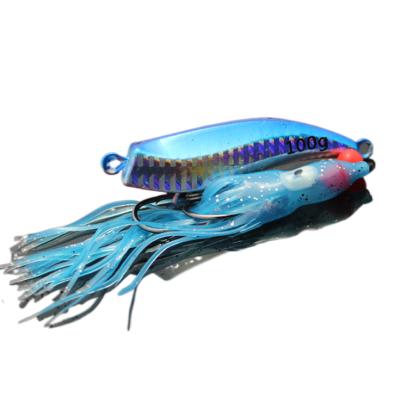 China Lead Products 2022 New Lures 60g Wholesale Metal Lead Fish Lure Soft Skirts Tungsten Blue Realistic Weedless Jig for sale