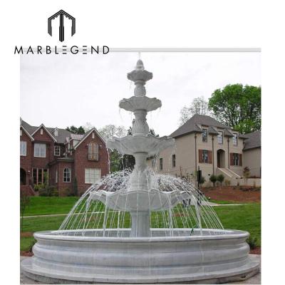 China Traditional Hand Carving Chinese White Marble Stone Flower Pot Garden Water Fountain for sale