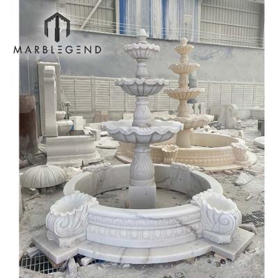 China PFM China Modern White Marble Fountain Customize Outdoor And Indoor Modern Marble Water Height Fountain for sale