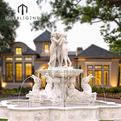 China Large outdoor decoration exterior with italian design for garden fountain natural marble statue for sale