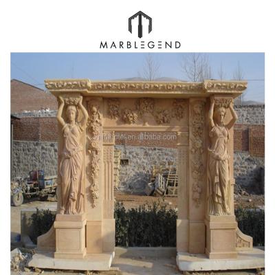 China Best Selling Traditional Hand Carved Shell Marble Insert China Marble Fireplace Mantel for sale