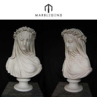 China Modern custom made European style bride lady bust handcrafted natural marble stone statues for sale for sale