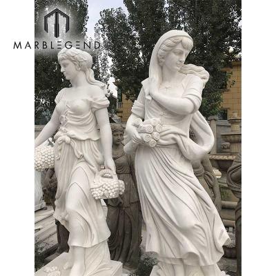 China Modern High End White Marble Life Size Female Working Statue for sale