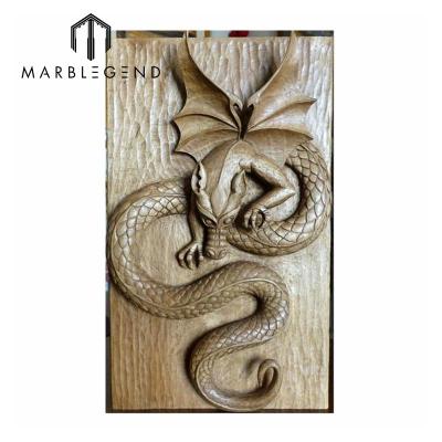 China Modern Custom Hand Carved Garden Decoration Life Size Marble Dragon Statue Animal Sculpture for sale