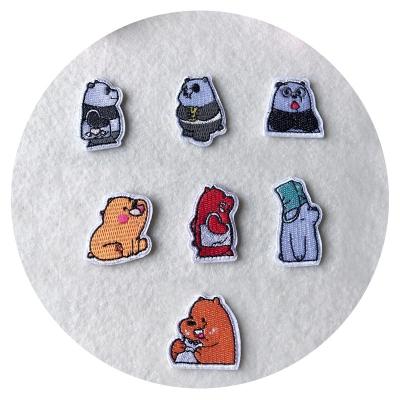 China custom cute 3D cartoon bear embroidered patch fabric for kids shoes and clothing for sale