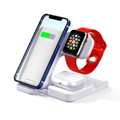 China Smart Watch 3 in 1 Home Folding Vertical Desktop Phone Earbuds Portable Travel Gift Desk 15W Charger Stand Wireless Accessories for sale