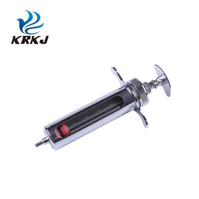 China Safety ZJKR 10ml 40ml 50ml 100ml Injector Metal Injector 20ML Glass Tube High Accuracy Raw Metal Brass Syringe for sale