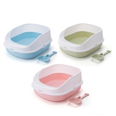 China Sustainable Indoor Clear Pet Portable High Clean Toilet For Cats With Single Shovel Bin Pet Shaped Cleaning for sale