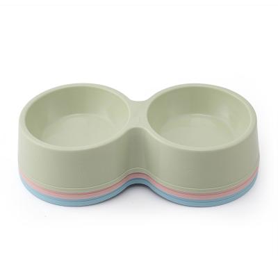 China Wholesale ZJKR Bone Color PP Double Animal Plastic Bowls For Dogs Cat Bowl Double for sale