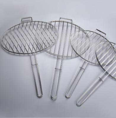 China Dustproof BBQ Net Handle BBQ Wood Tool Grilled Fish Stainless Steel Portable BBQ Grilling Basket BBQ Accessory for sale